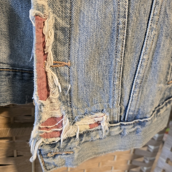 Polo Ralph Lauren Denim Jacket women’s large distressed stars and stripes - Picture 10 of 14